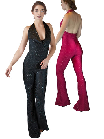 Ganzanzug mit Glitzersteinen, Neckholder Moveworld