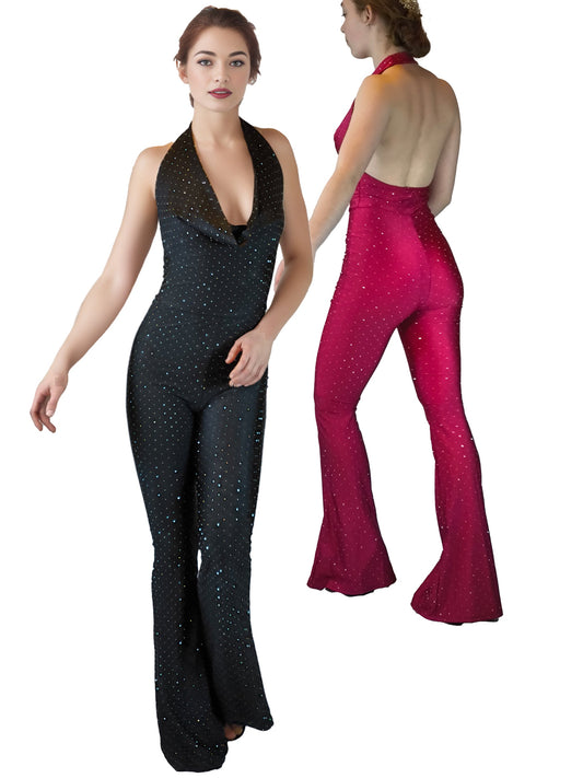 Ganzanzug mit Glitzersteinen, Neckholder Moveworld