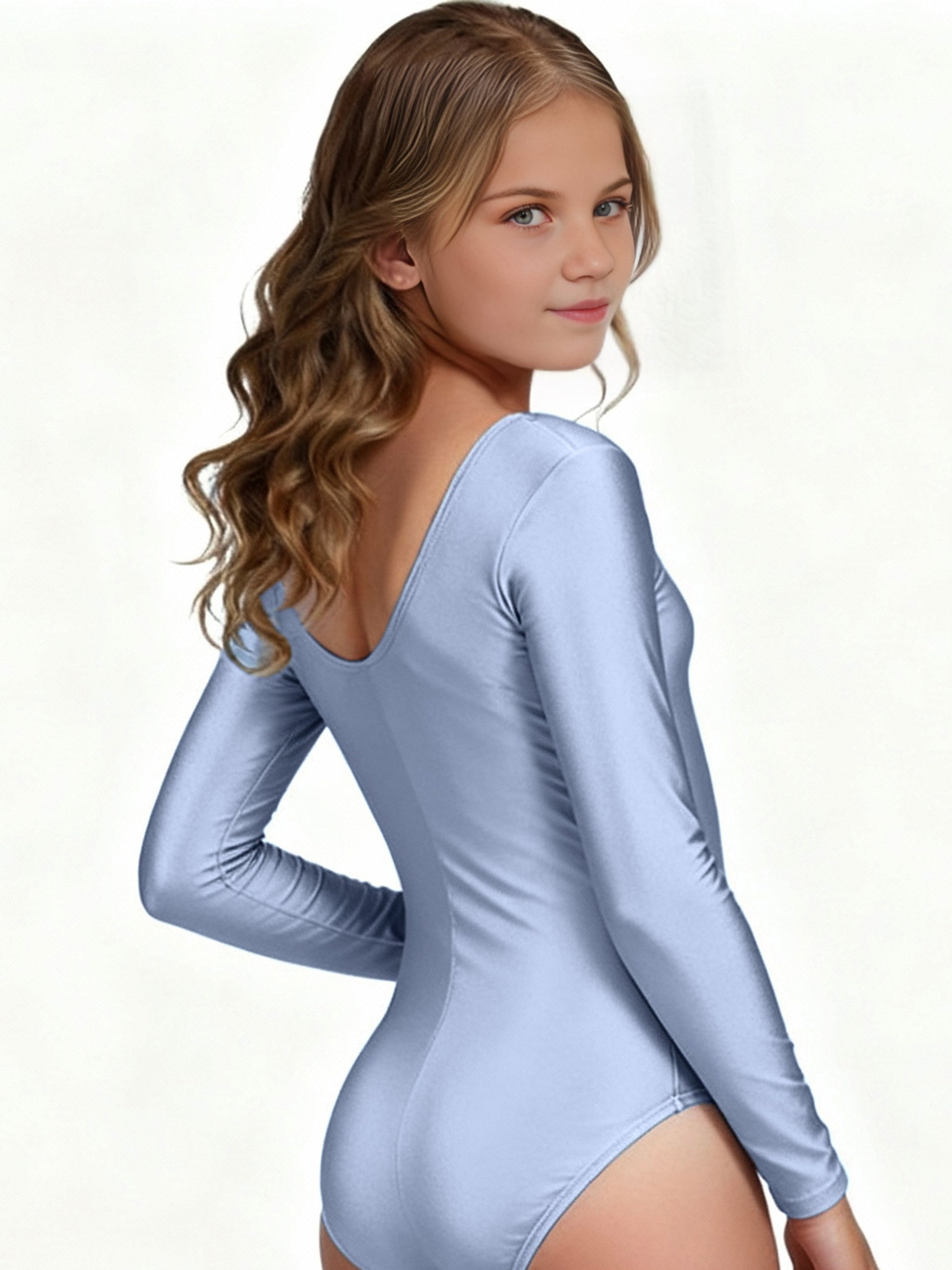 B109G Kinder Trikot Marke TKS  Langarm Stretch-Stoff glänzend TKS Tanz-Kostueme-Schuhe