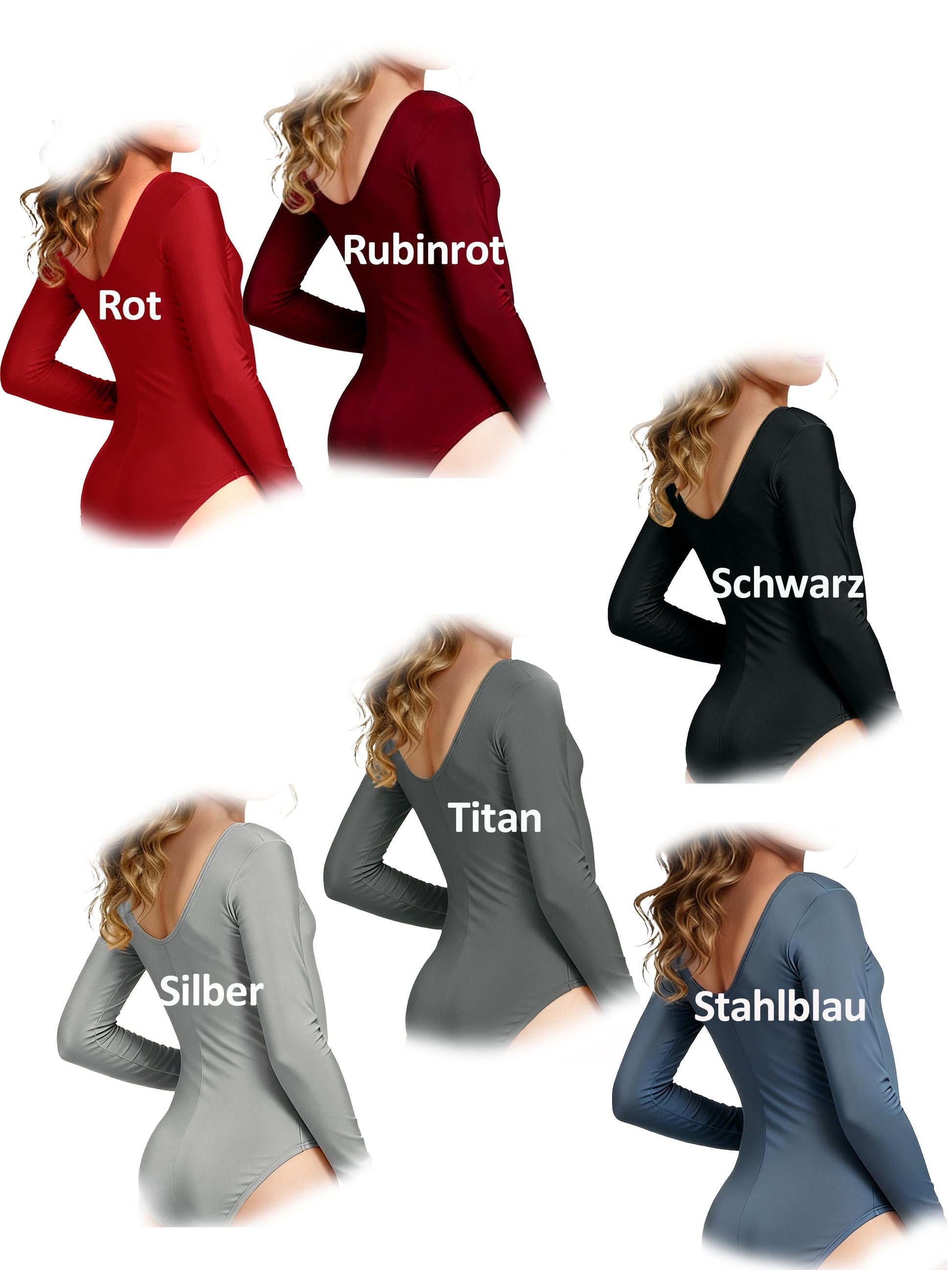 "Blair" Glänzendes Tanztrikot Tanz Body Langarm für Damen TKS Tanz-Kostueme-Schuhe