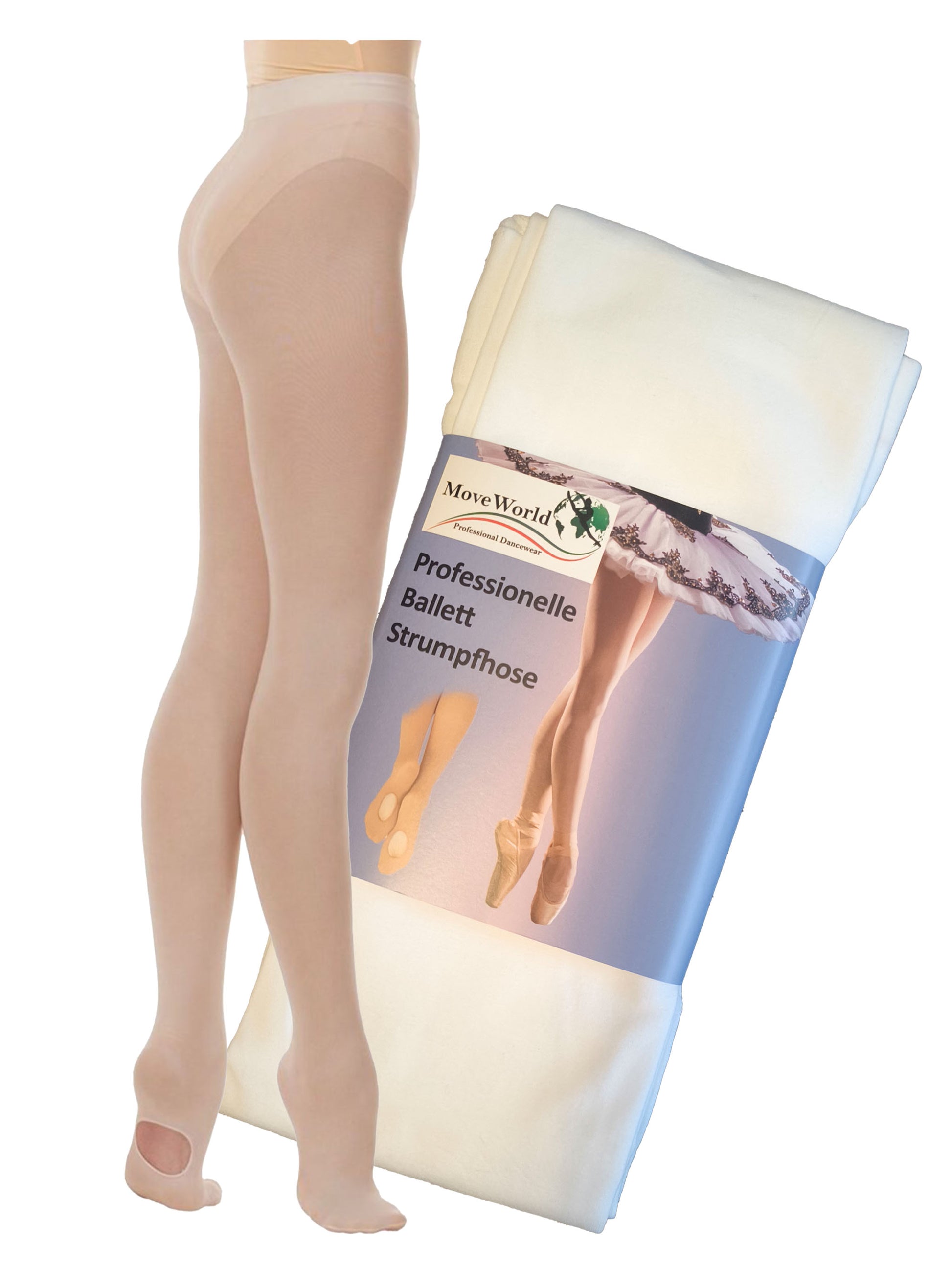 ST02 Mädchen, Damen Ballettstrumpfhose, Strumpfhose mit Ballenloch Moveworld