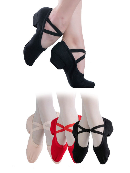 Charak03.2,5 Charaktertanz Schuhe Leine, Schwarz, Rosè, Rot, 2.5 cm Absatz aus Holz Moveworld