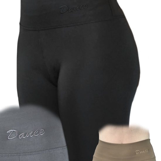Damen Leggins High-Waist lang mit "Dance"-Stickerei, Yoga-Hose, Fitness Hose, Trainingshose von Moveworld