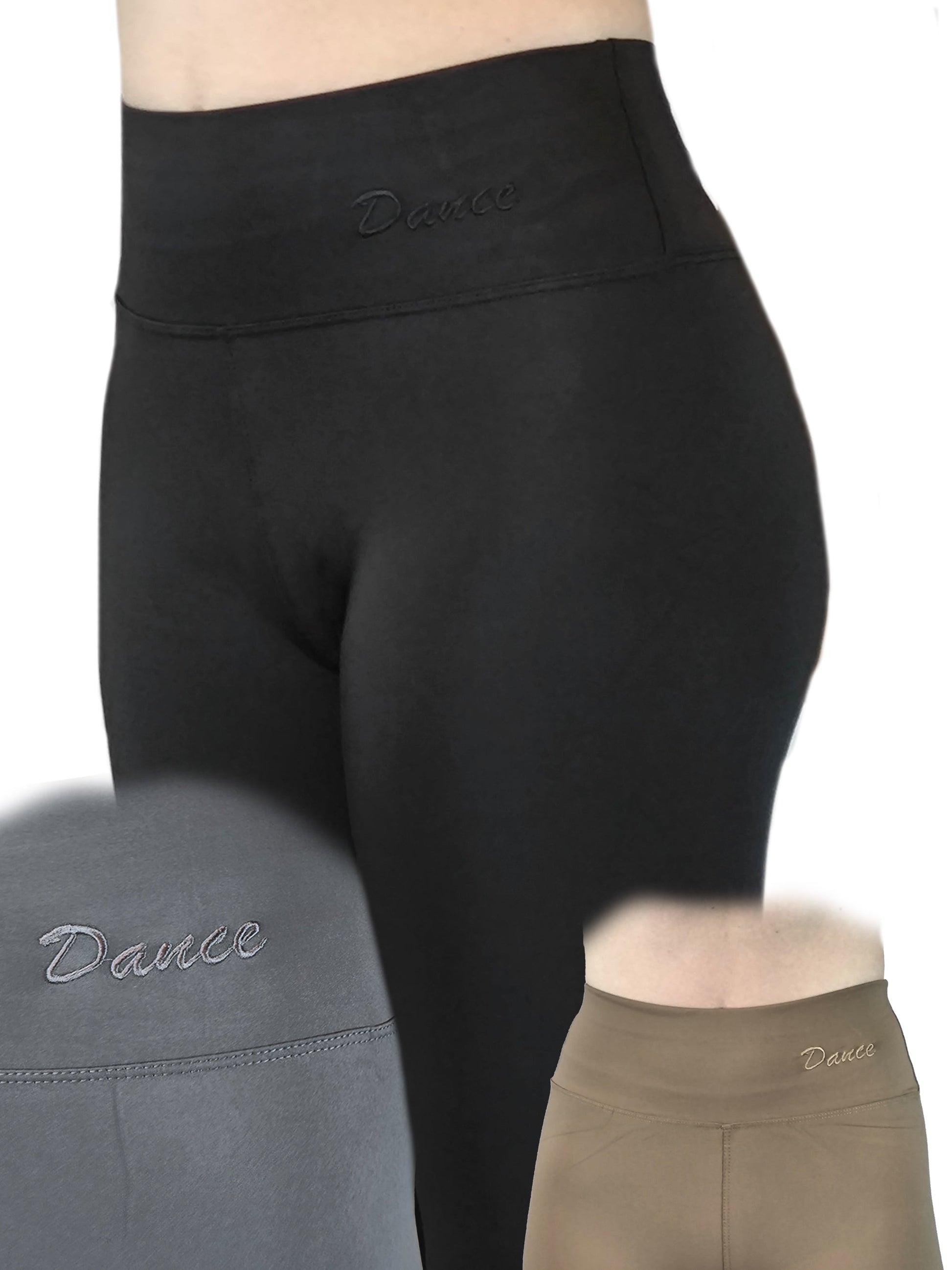 Damen Leggins High-Waist lang mit "Dance"-Stickerei, Yoga-Hose, Fitness Hose, Trainingshose von Moveworld
