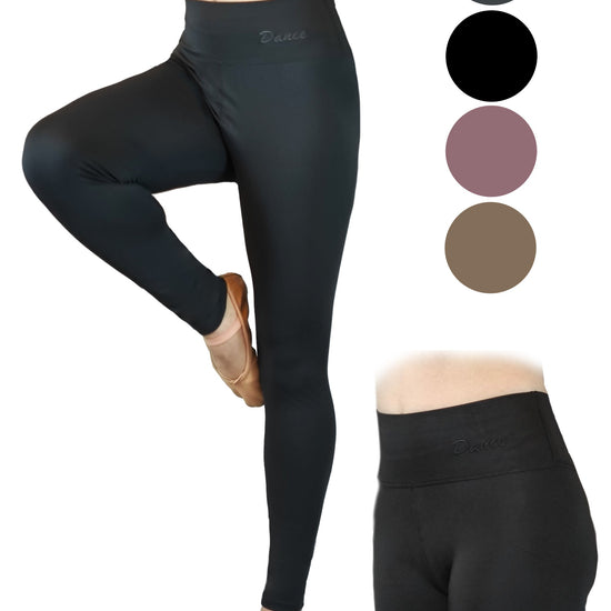 Damen Leggins High-Waist lang mit "Dance"-Stickerei, Yoga-Hose, Fitness Hose, Trainingshose von Moveworld