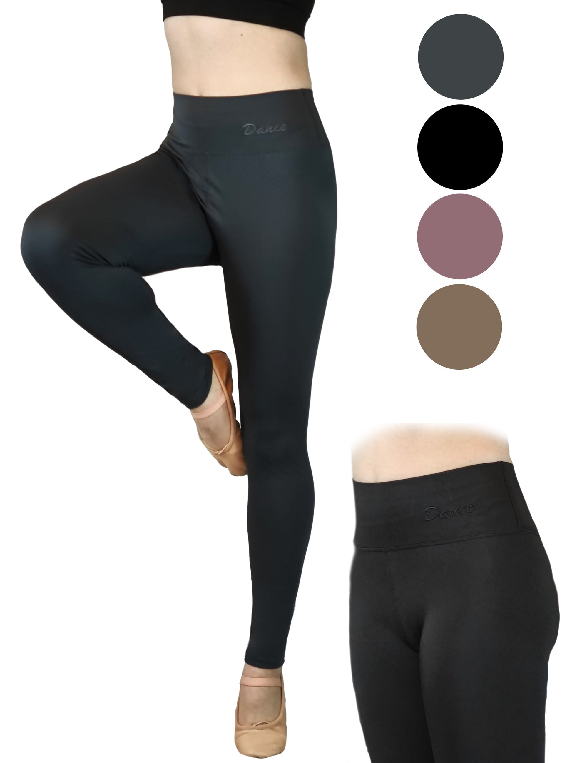 Damen Leggins High-Waist lang mit "Dance"-Stickerei, Yoga-Hose, Fitness Hose, Trainingshose von Moveworld