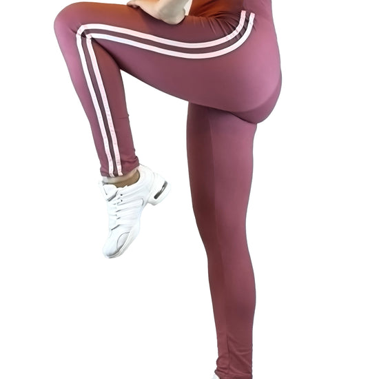 Damen Leggins nahtlos, Yoga-Hose, Fitnesshose, Trainingshose Blickdicht mit 2 Seitenstreifen links und rechts von Moveworld