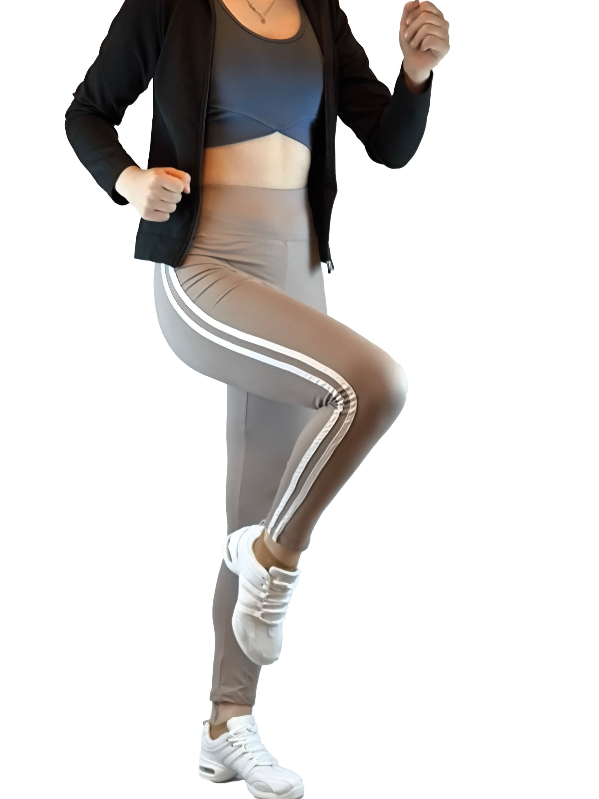 Damen Leggins nahtlos, Yoga-Hose, Fitnesshose, Trainingshose Blickdicht mit 2 Seitenstreifen links und rechts von Moveworld