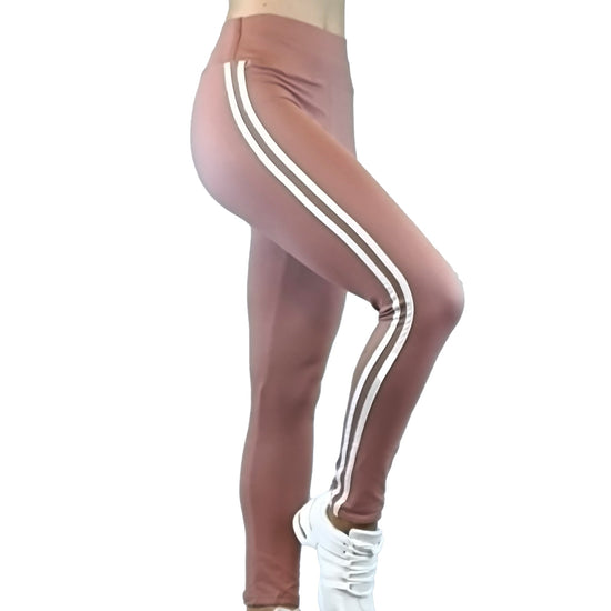 Damen Leggins nahtlos, Yoga-Hose, Fitnesshose, Trainingshose Blickdicht mit 2 Seitenstreifen links und rechts von Moveworld