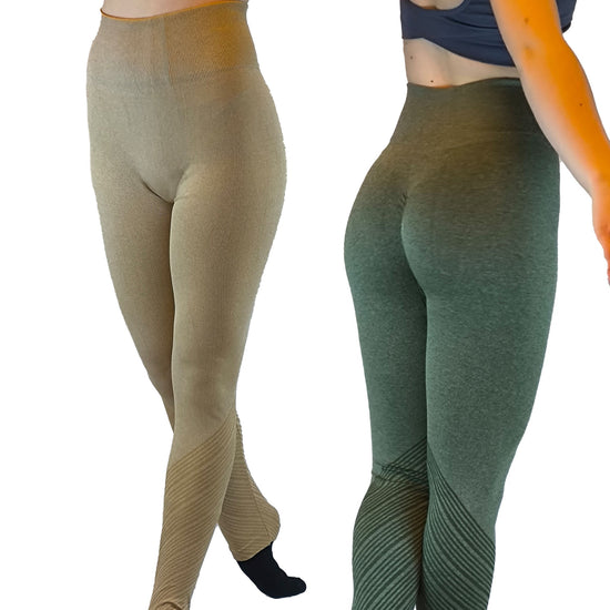 Damen Leggins nahtlos, Yoga-Hose, Fitnesshose mit hoher Taille, Push Up und  Design Streifen von Moveworld