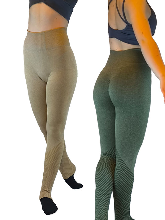 Damen Leggins nahtlos, Yoga-Hose, Fitnesshose mit hoher Taille, Push Up und  Design Streifen von Moveworld