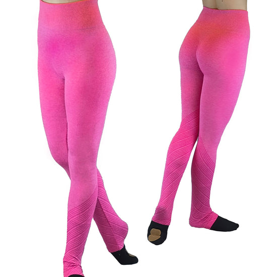 Damen Leggins nahtlos, Yoga-Hose, Fitnesshose mit hoher Taille, Push Up und  Design Streifen von Moveworld