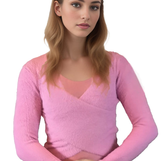 Damen Plüsch Cardigan in Wickeloptik, Tanz, Ballett, Yoga Oberteil von Moveworld