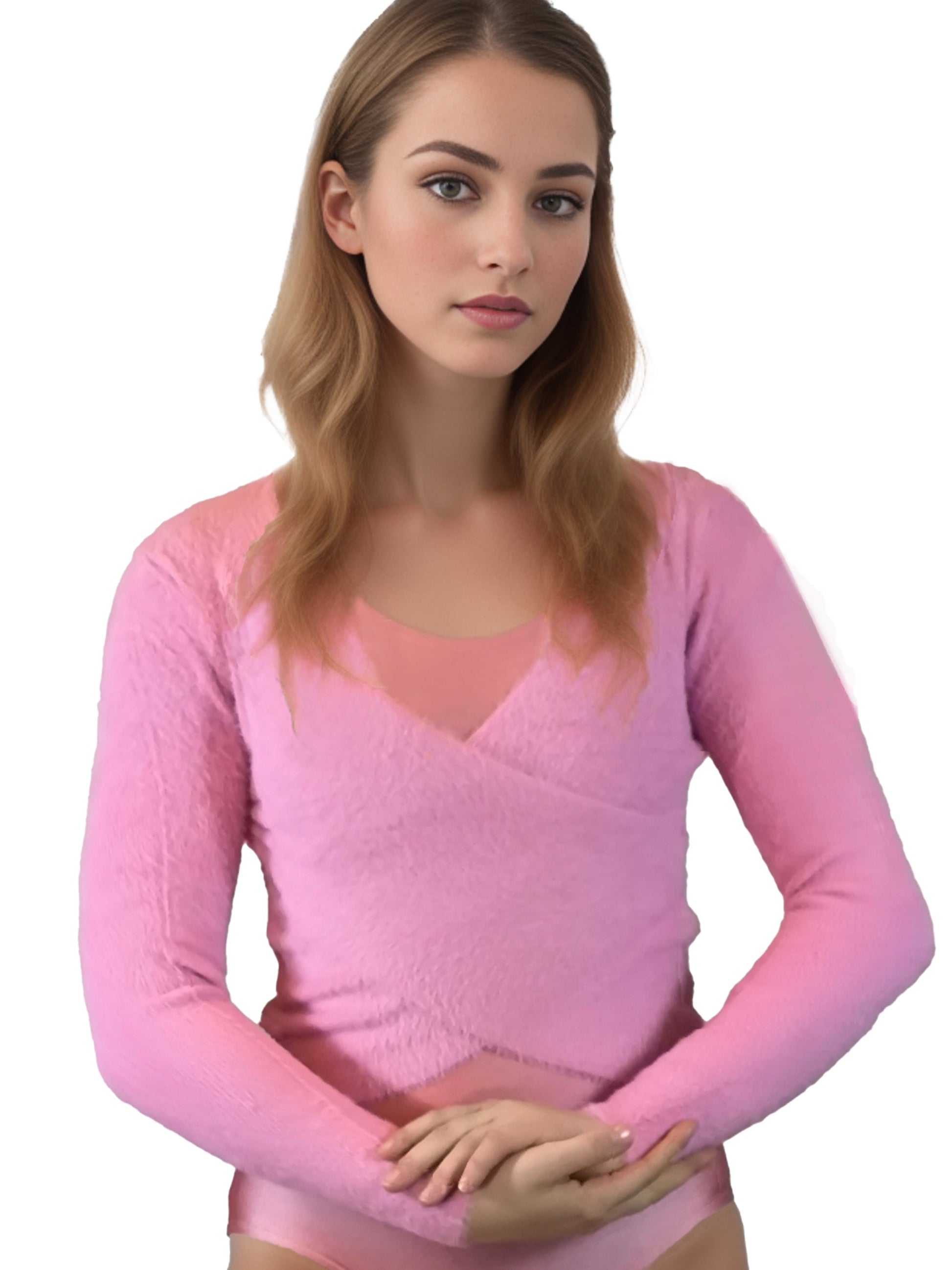 Damen Plüsch Cardigan in Wickeloptik, Tanz, Ballett, Yoga Oberteil von Moveworld