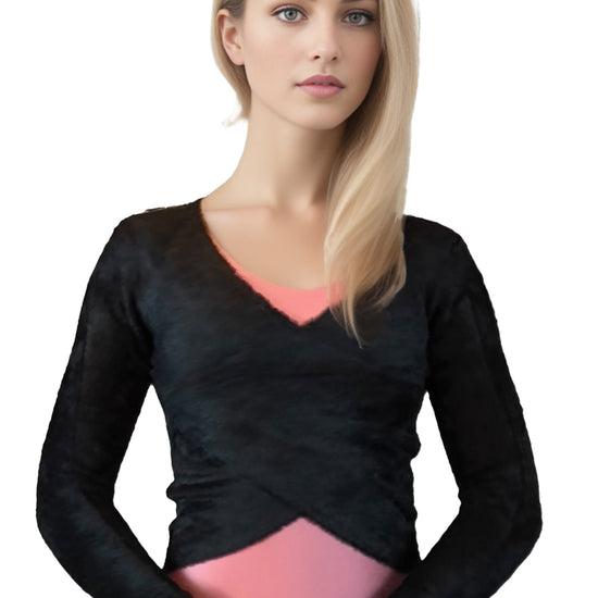 Damen Plüsch Cardigan in Wickeloptik, Tanz, Ballett, Yoga Oberteil von Moveworld