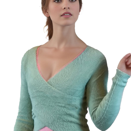 Damen Plüsch Cardigan in Wickeloptik, Tanz, Ballett, Yoga Oberteil von Moveworld