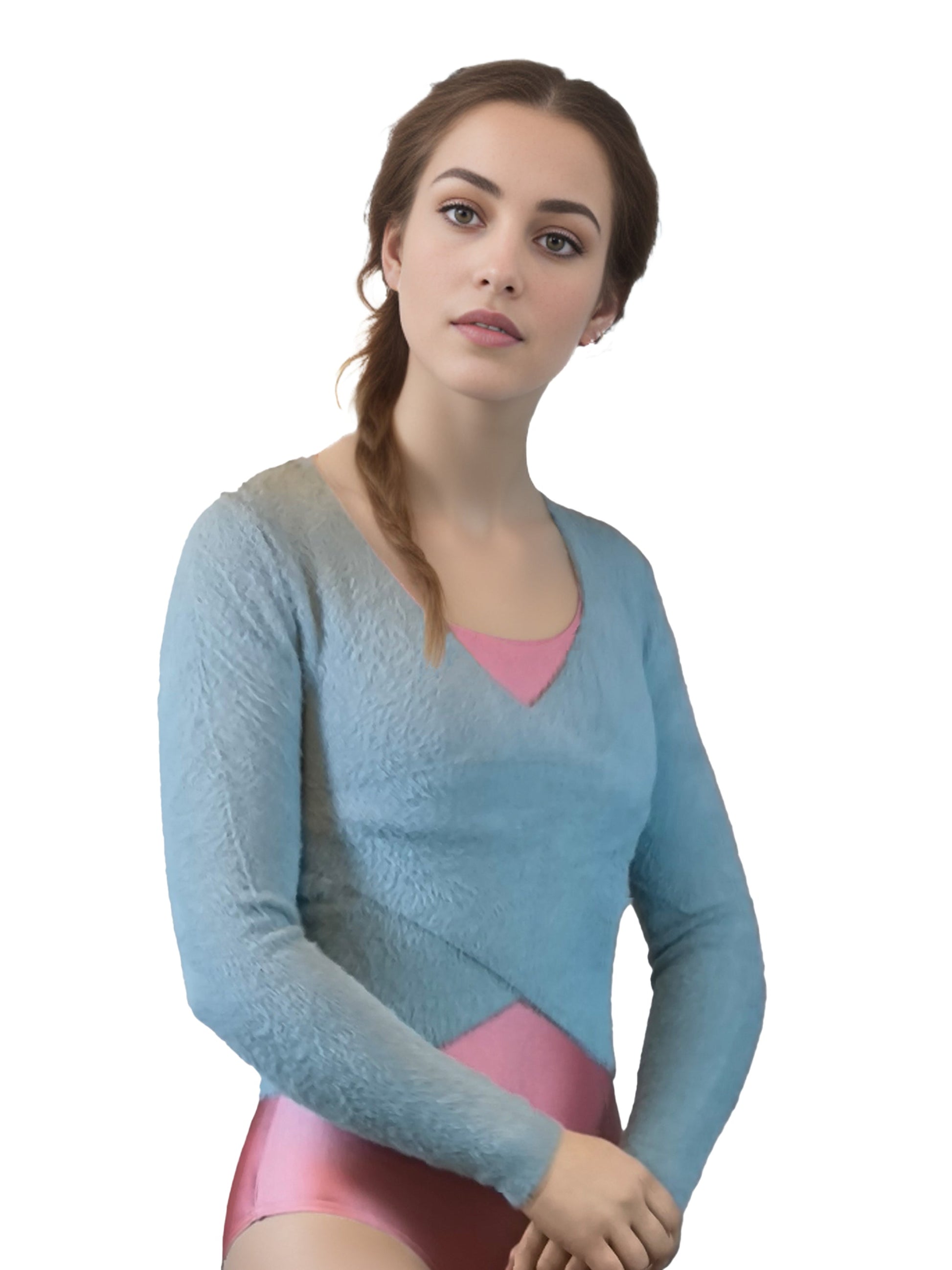 Damen Plüsch Cardigan in Wickeloptik, Tanz, Ballett, Yoga Oberteil von Moveworld