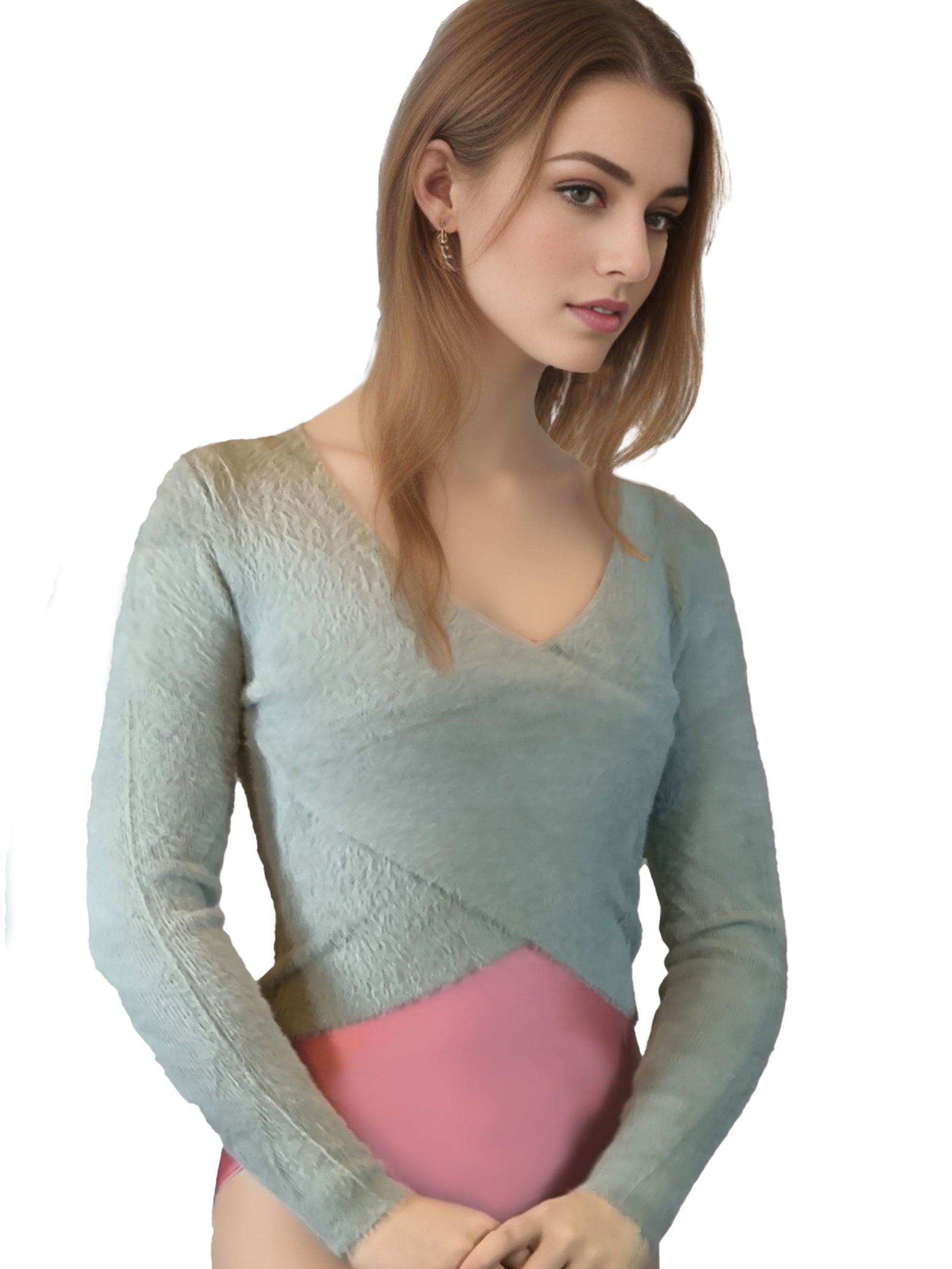 Damen Plüsch Cardigan in Wickeloptik, Tanz, Ballett, Yoga Oberteil von Moveworld