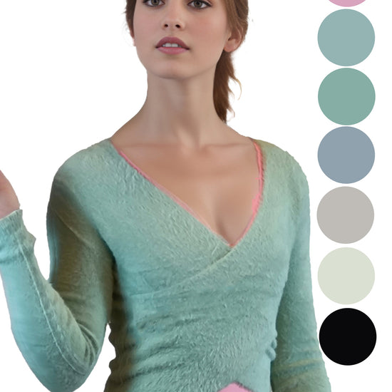 Damen Plüsch Cardigan in Wickeloptik, Tanz, Ballett, Yoga Oberteil von Moveworld