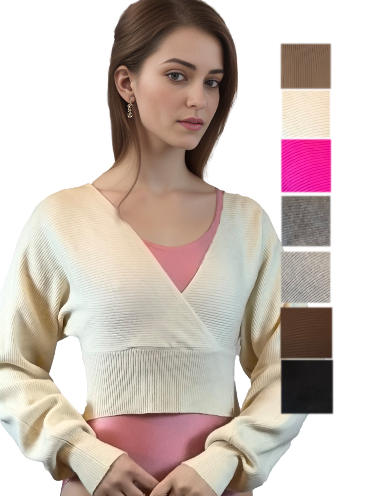 Damen Strick Cardigan in Wickeloptik,Tanz, Ballett, Yoga, Fitness Oberteil von Moveworld