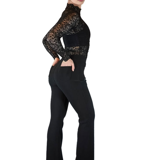 Damen Tanzhose, Fitnesshose, Trainingshose mit 2 Reißverschlüssen in Farbe schwarz von Moveworld