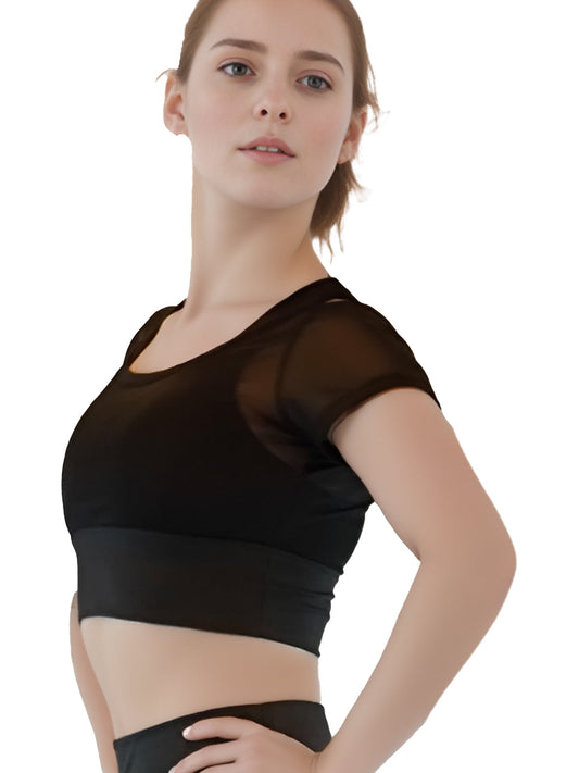 Damen Top mit Netz für Tanz,Ballett, Yoga, Fitness und Gymnastik von Moveworld