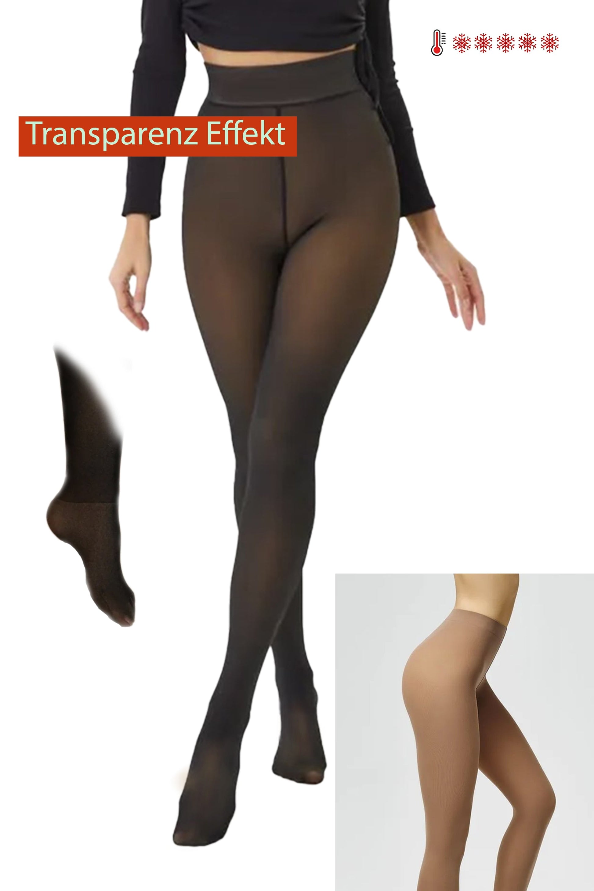 Damen Thermo Fleece Strumpfhose 680D für Eiskunstlauf, Gardetanz, Funkenmariechen ungefütterter Fußbereich Moveworld