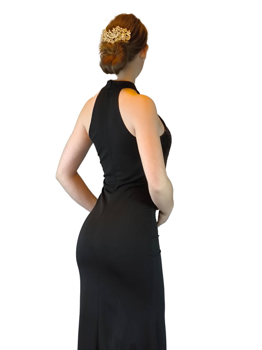 Abendkleid mit Halterneck und Pailettenbesatz, Größe S/M