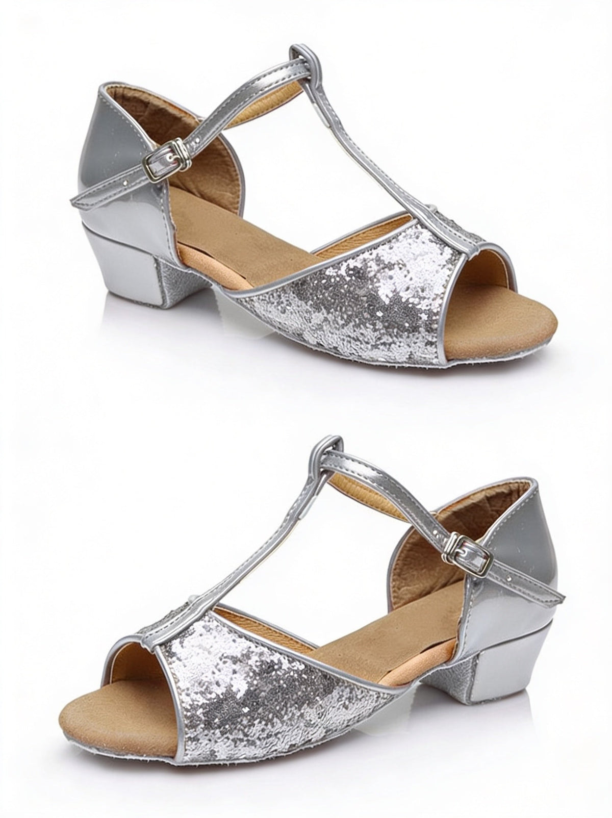 "Santa Clara" Goldene Latein‑Tanzschuhe für Mädchen | 3 cm Absatz Moveworld
