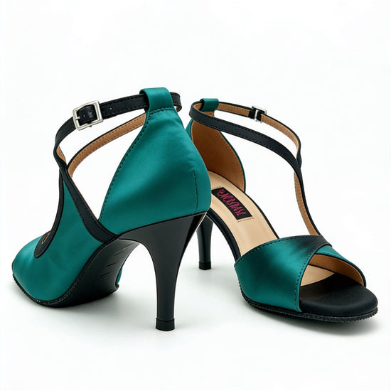 "La Romana" Showline Latin Heels – edles schwarz/ grün | 8 cm Moveworld