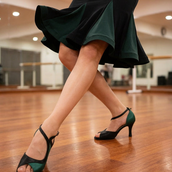 "La Romana" Showline Latin Heels – edles schwarz/ grün | 8 cm Moveworld
