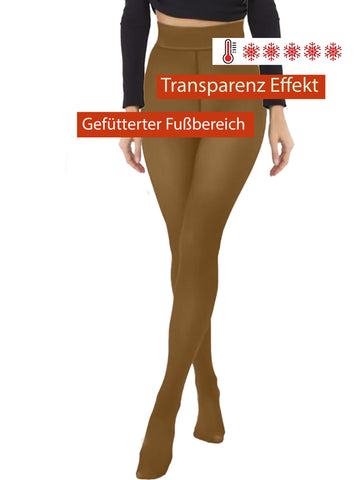 Damen Thermo Fleece Strumpfhose, Eiskunstlauf, Gardetanz,gefütterter Fußbereich Moveworld