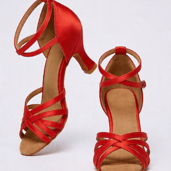 "Bávaro" Elegante Latein‑ und Show- Tanzschuhe – 7 cm Absatz | Rot Satin Moveworld