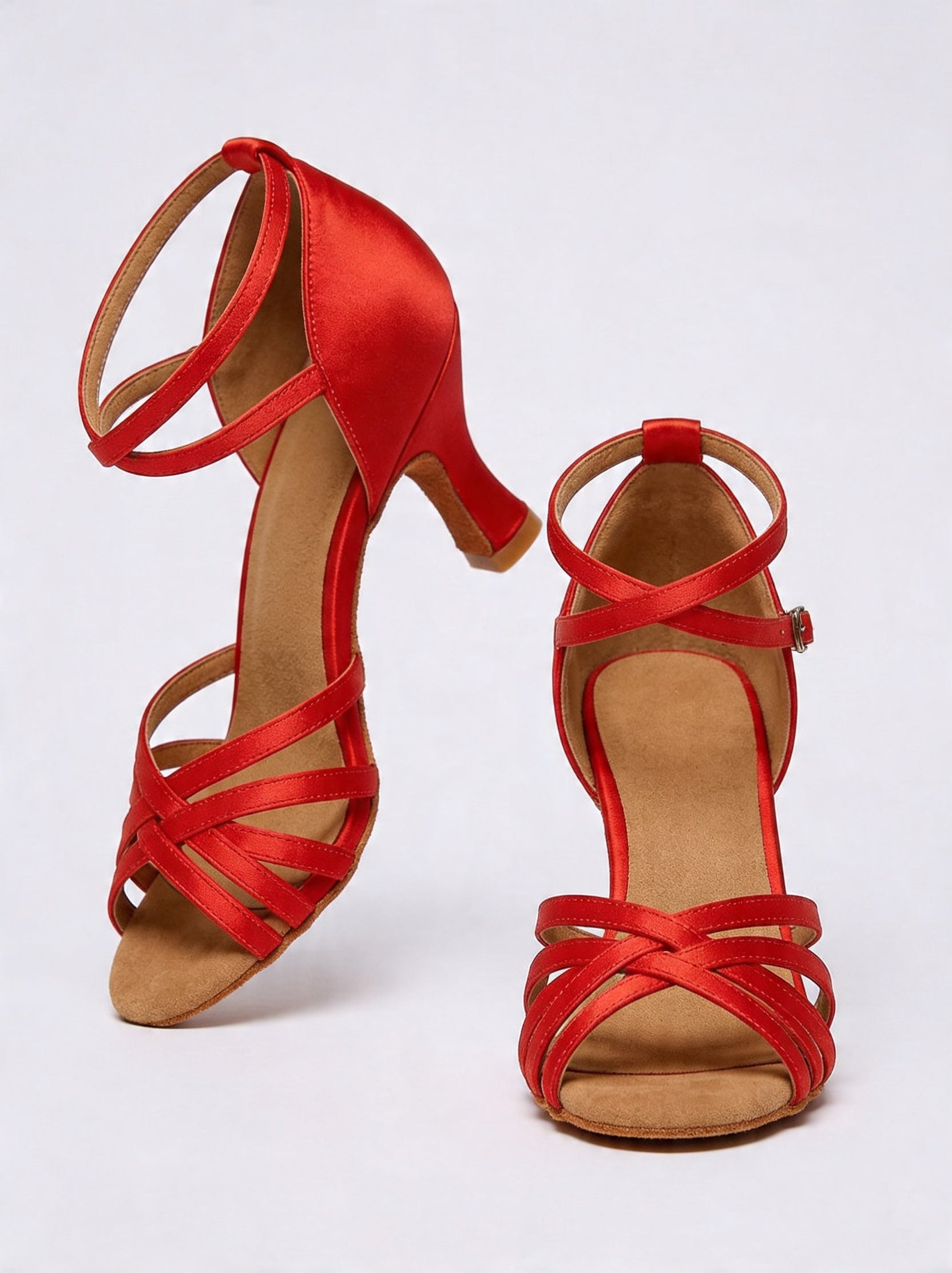 "Bávaro" Elegante Latein‑ und Show- Tanzschuhe – 7 cm Absatz | Rot Satin Moveworld
