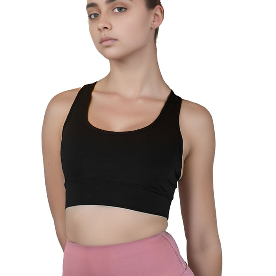 Damen Sport BH, Yoga Sport-BH, Fitness Bustier, Workout, Running Bra in Schwarz von Moveworld
