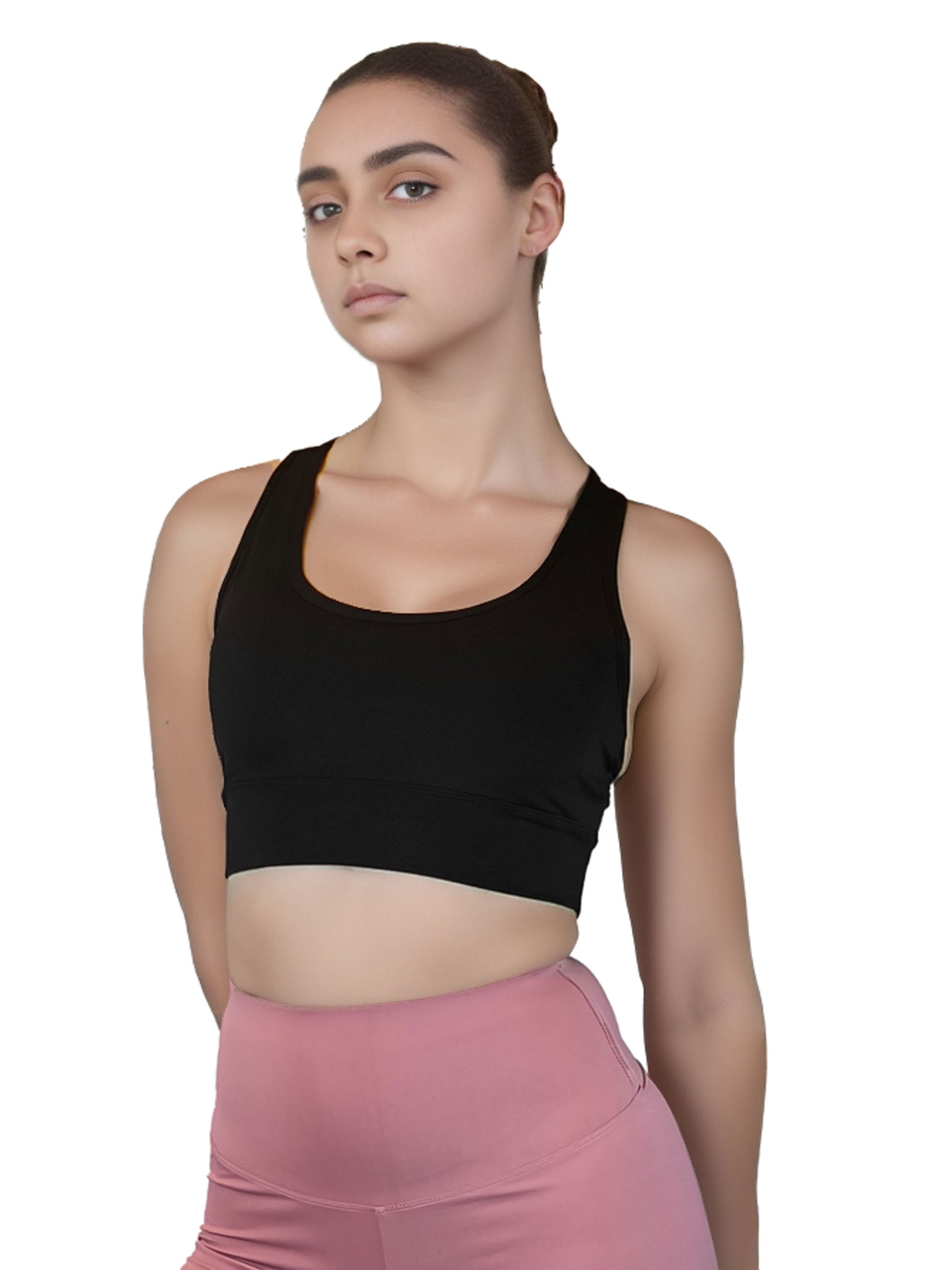 Damen Sport BH, Yoga Sport-BH, Fitness Bustier, Workout, Running Bra in Schwarz von Moveworld