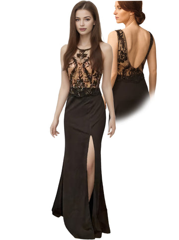 Abendkleid mit glitzernder Tatoooptik, Größe M Moveworld