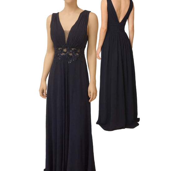 Abendkleid mit V-Ausschnitt und Spitzengürtel Moveworld