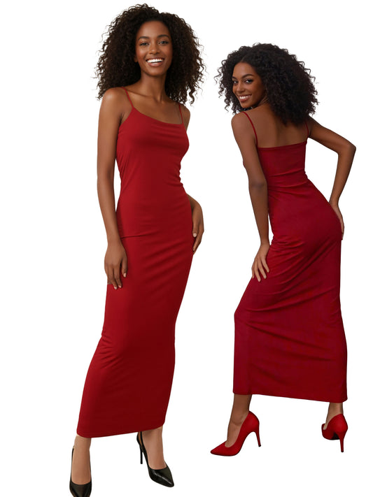 Langes Kleid mit Spaghettiträgern, Größe S