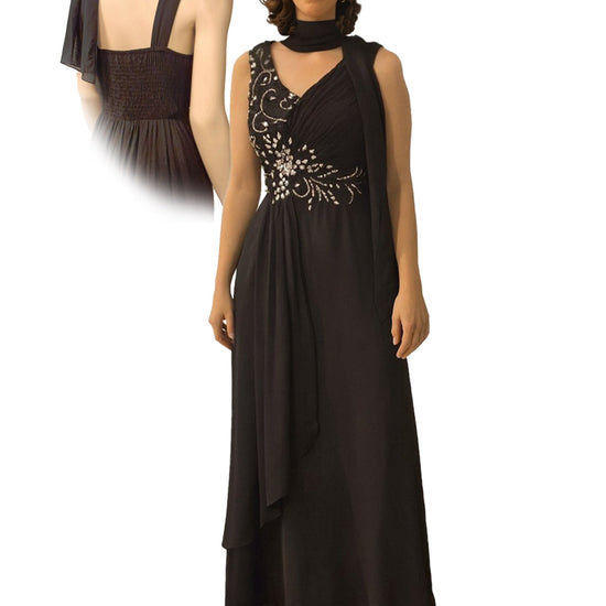 Abendkleid aus Chiffon mit Strass-Spitzenbesatz, Größe L-XL Moveworld