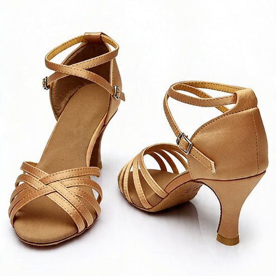 "Samaná" Elegante Latein‑ und Show- Tanzschuhe – 7 cm Absatz | Natur Satin Moveworld