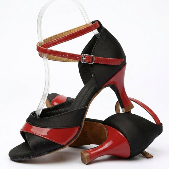 "Manaus" Latein‑Tanzschuhe – 7 cm Absatz | Schwarz mit Rot Moveworld