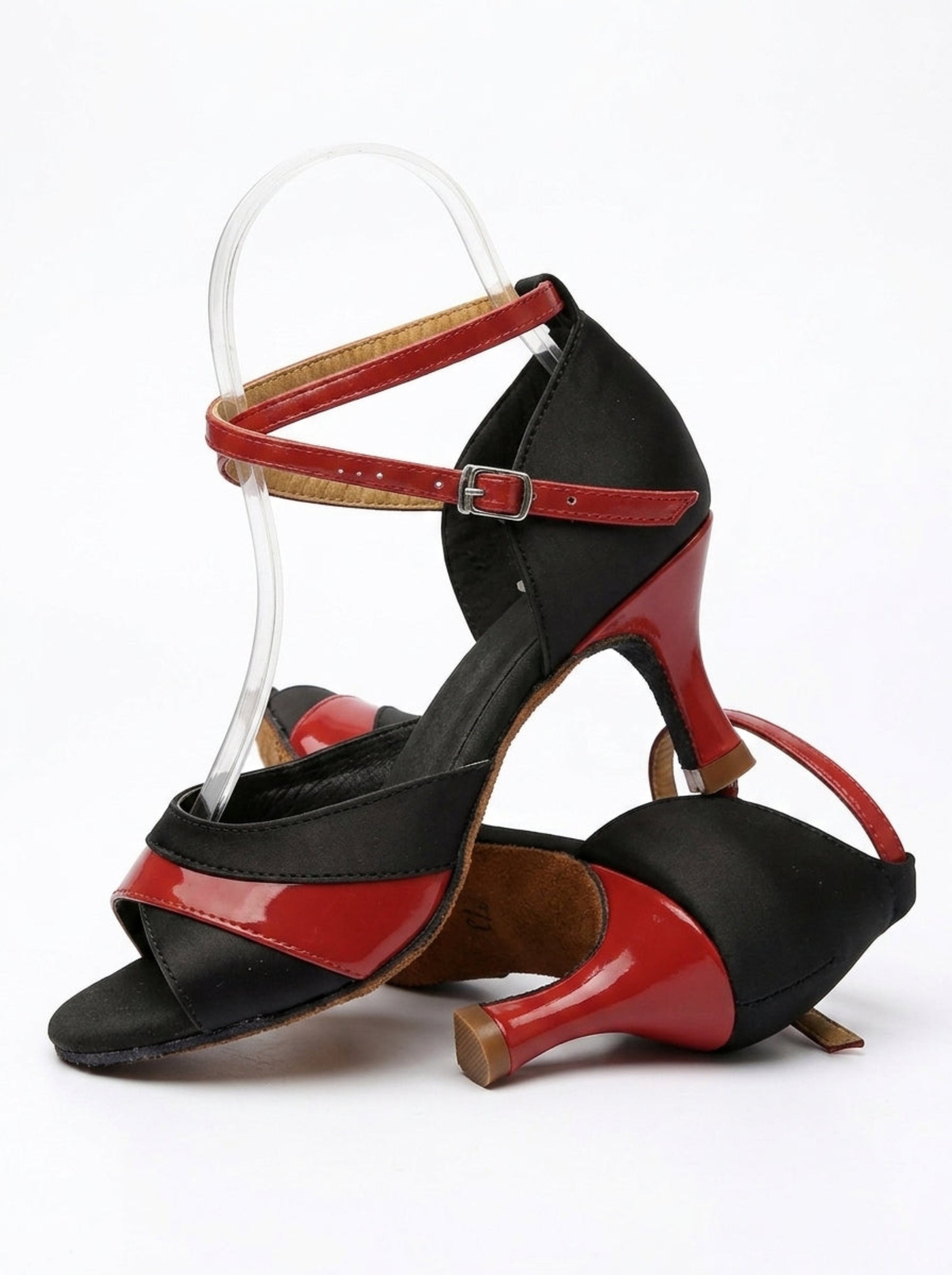 "Manaus" Latein‑Tanzschuhe – 7 cm Absatz | Schwarz mit Rot Moveworld