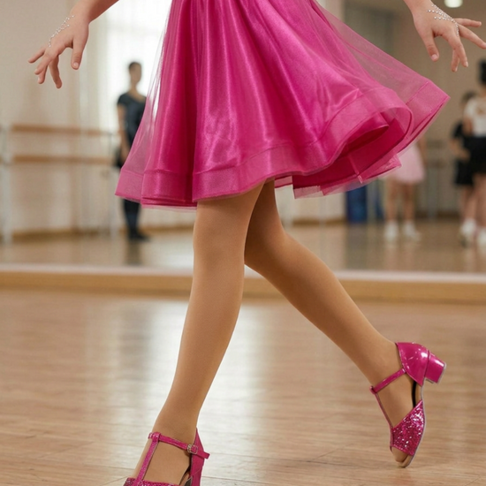 "Natal" Pinke Latein‑Tanzschuhe für Mädchen | 3 cm Absatz Moveworld