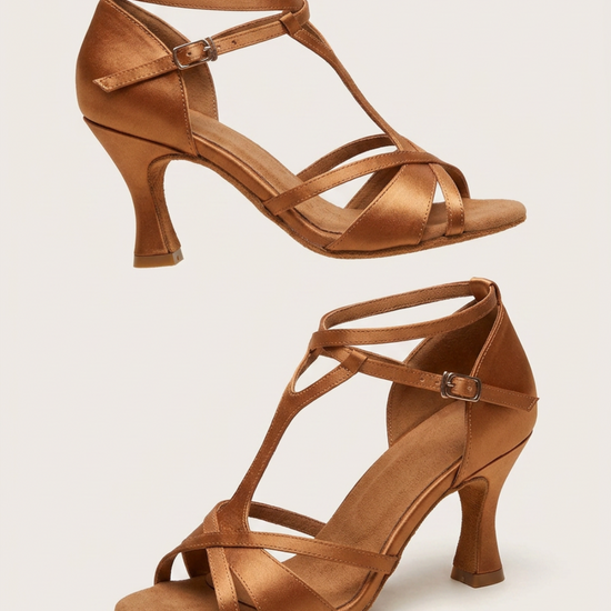 "Carolina" Showline Latin Heels – Bronze Satin | 8 cm Moveworld