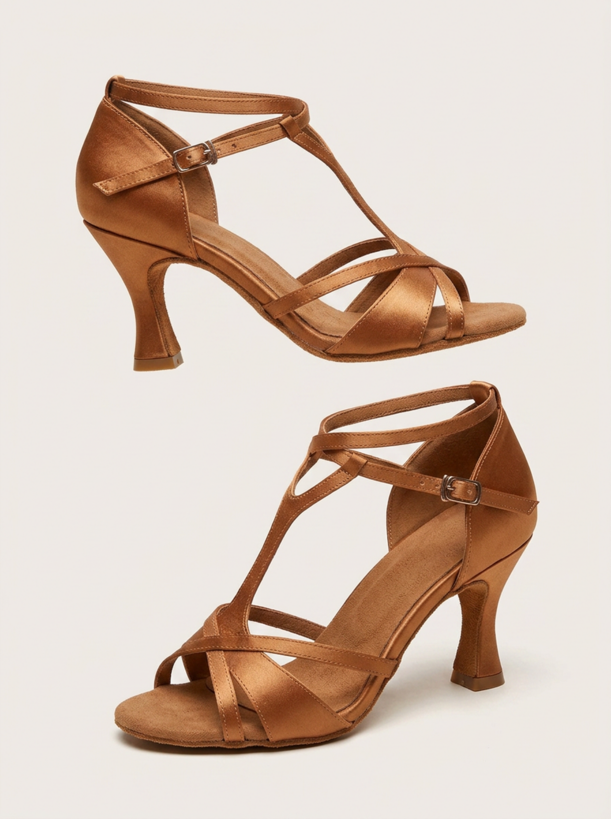 "Carolina" Showline Latin Heels – Bronze Satin | 8 cm Moveworld