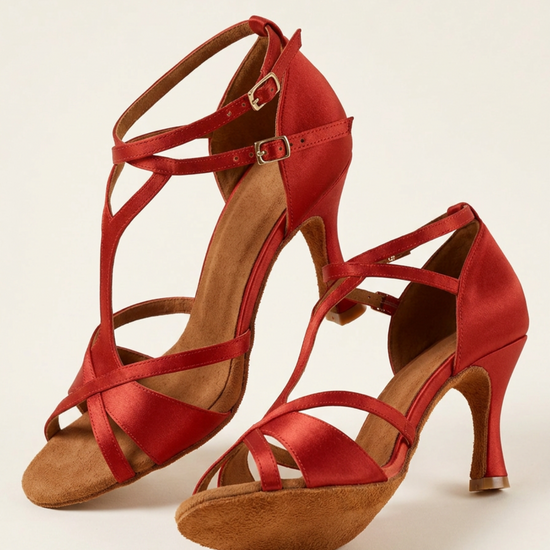 "Caguas" Showline Latin Heels – Rot Satin | 8 cm Moveworld