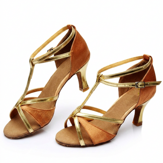 "Cabarete" Show‑Tanzschuhe – 7 cm Absatz | Bronze und Gold Moveworld