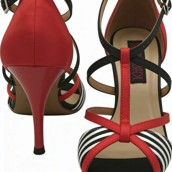 "Las Terrenas" Showline Latin Heels – | 8 cm Rot Satin mit Akzenten Moveworld