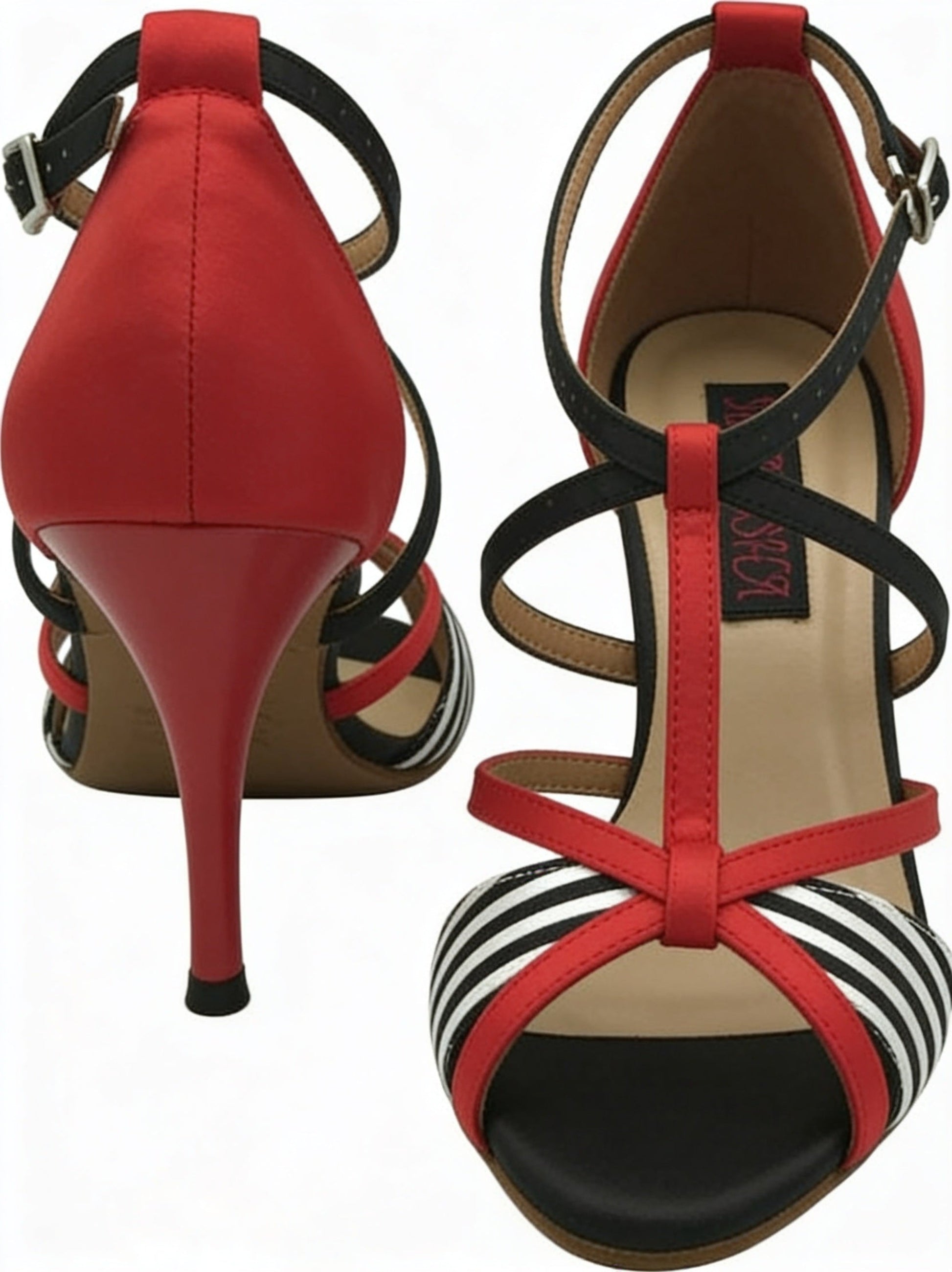 "Las Terrenas" Showline Latin Heels – | 8 cm Rot Satin mit Akzenten Moveworld